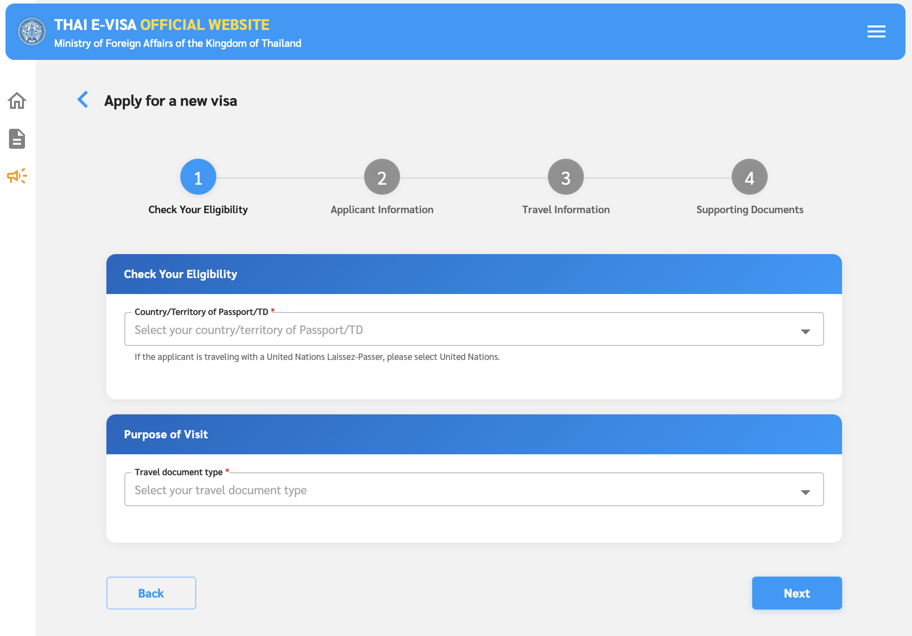 Thai e-Visa application process
