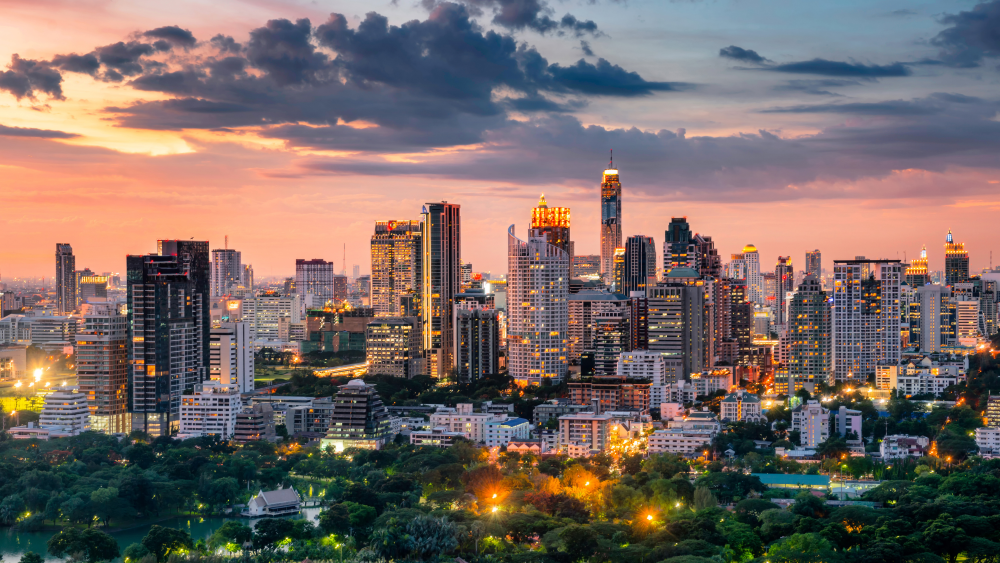 Bangkok skyline at sunset